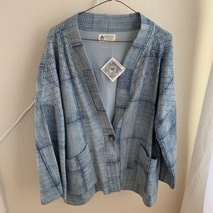 “Marketplace” Jacket. Handmade by Women in India Women’s Size Large. Blue